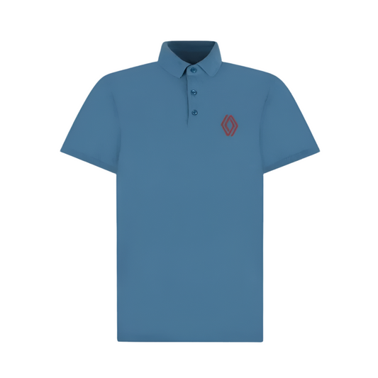 Polo blu con emblema